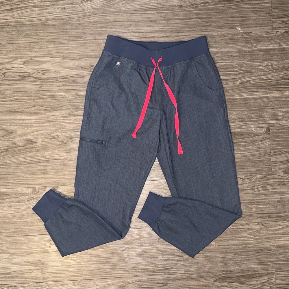 FIGS Technical Collection Jogger Scrub Pants Grey Blue Womens Sz XS/P